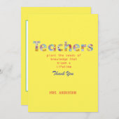 Blume Briefe Lehrerin Geschenk Dankeskarte (Vorne/Hinten)