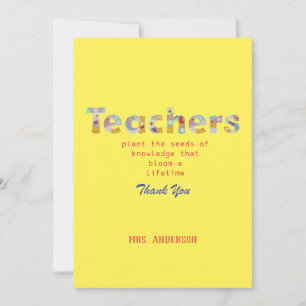 Blume Briefe Lehrerin Geschenk Dankeskarte