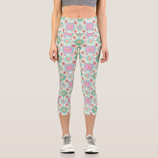 Blume bringen Farbe in Ihre Welt Capri Leggings (Vorderseite)