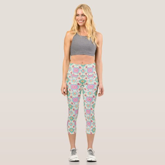 Blume bringen Farbe in Ihre Welt Capri Leggings (Vorderseite)