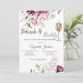 Blume Brunch & Bubbly Brautparty Einladung (Stehend Vorderseite)