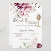 Blume Brunch & Bubbly Brautparty Einladung (Vorne/Hinten)