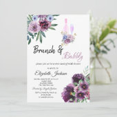 Blume Brunch & Bubbly Brautparty Einladung (Stehend Vorderseite)