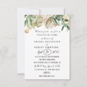 Blume Brunch Minze Green Gold Wasserfarbe Weiß Einladung (Vorderseite)
