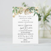 Blume Brunch Minze Green Gold Wasserfarbe Weiß Einladung (Stehend Vorderseite)