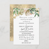Blume Brunch Minze Green Gold Wasserfarbe Weiß Einladung (Vorne/Hinten)