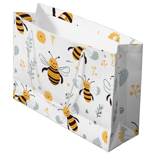 Blume Bubble Bee Wrapping Paper Sheet Set von 3 Große Geschenktüte (Vorderseite Schrägansicht)