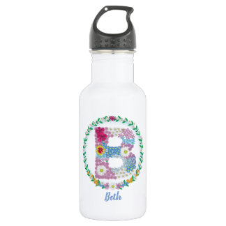 Blume Buchstaben Anfangsbuchstaben "B" mit Persona Edelstahlflasche