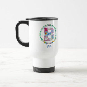 Blume Buchstaben Anfangsbuchstaben "B" mit Persona Reisebecher