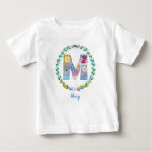 Blume Buchstaben Anfangsbuchstaben "M" mit Persona Baby T-shirt (Vorderseite)