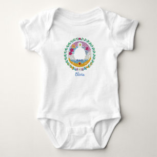 Blume Buchstaben Anfangsbuchstaben "O" mit Persona Baby Strampler