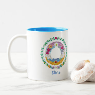 Blume Buchstaben Anfangsbuchstaben "O" mit Persona Zweifarbige Tasse