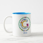 Blume Buchstaben "G" mit Personalisiertem Namen Zweifarbige Tasse (Links)