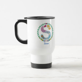 Blume Buchstaben Initial "S" mit Personalisiertem Reisebecher