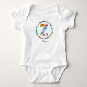 Blume Buchstaben Initial "Z" mit Personalisiertem Baby Strampler