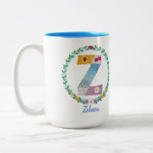 Blume Buchstaben Initial "Z" mit Personalisiertem  Zweifarbige Tasse (Links)
