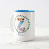Blume Buchstaben Initial "Z" mit Personalisiertem  Zweifarbige Tasse (Vorderseite Links)