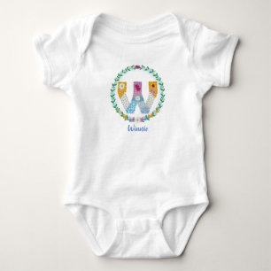 Blume Buchstaben "W" mit Personalisiertem Namen Baby Strampler