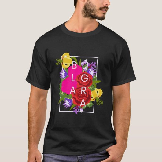 Blume Bulgariens Word Art Bulgarischer Stolz T-Shirt (Vorderseite)