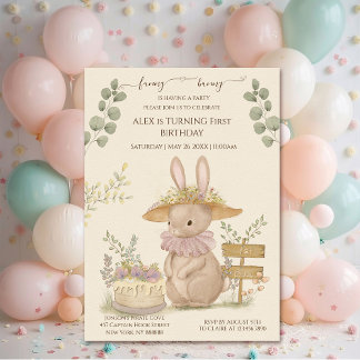 Blume Bunnies Geburtstag Einladung