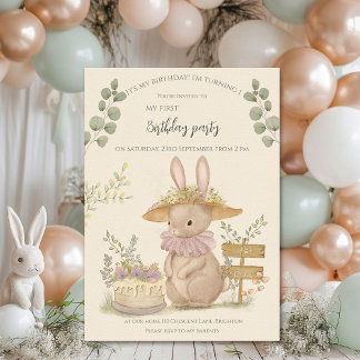 Blume Bunnies Geburtstag Einladung
