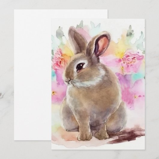 Blume Bunny Dankeskarte (Vorne/Hinten)