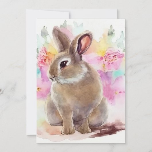 Blume Bunny Feiertagskarte (Vorderseite)