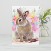 Blume Bunny Feiertagskarte (Stehend Vorderseite)