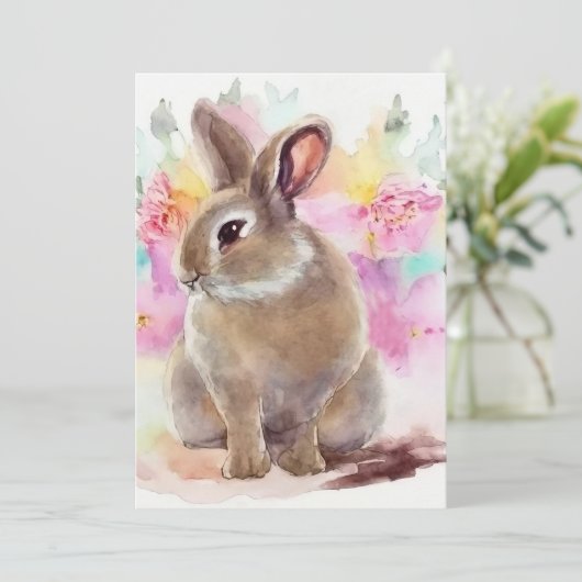 Blume Bunny Feiertagskarte (Stehend Vorderseite)