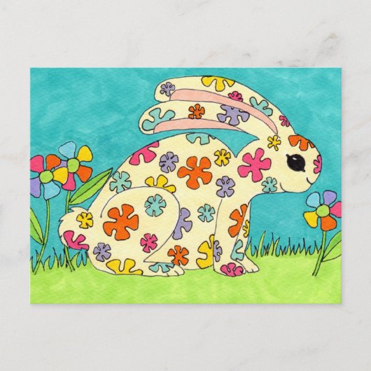 Blume Bunny Postkarte (Vorderseite)