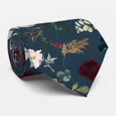 Blume Burgund Blush Navy Rose Krawatte (Gerollt)