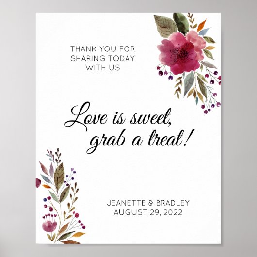 Blume Burgund Grüne Landschaft Candy Buffet Poster (Vorne)