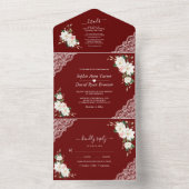 Blume Burgundy Wedding All In One Einladung (Innen Boden)