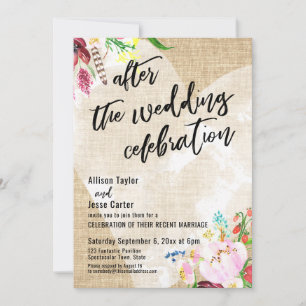 Blume Burlap nach der Hochzeit Einladung
