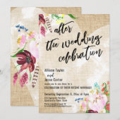 Blume Burlap nach der Hochzeit Einladung (Vorne/Hinten)