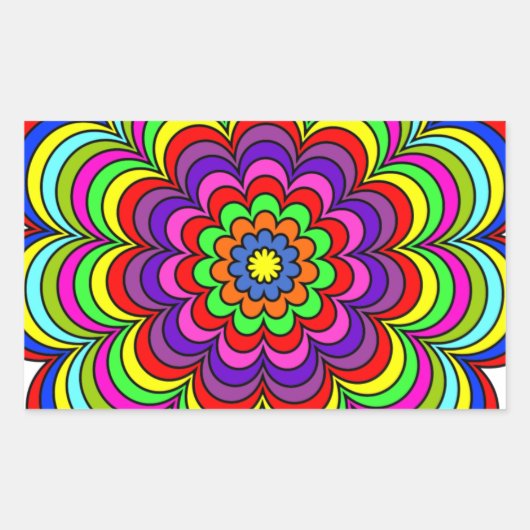 Blume Burst Rechteckiger Aufkleber (Vorderseite)