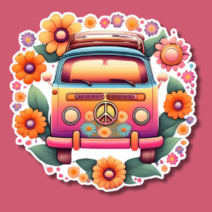 Blume-Bus der 1960er Jahre wasserdicht Aufkleber