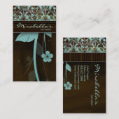 Blume Business Card Damask Blue Brown Visitenkarte (Vorne/Hinten)