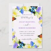 Blume Butterflies Einladungs-Template (Vorderseite)