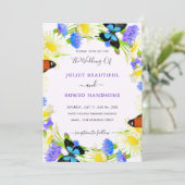 Blume Butterflies Einladungs-Template (Stehend Vorderseite)