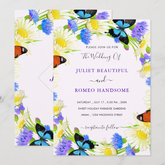 Blume Butterflies Einladungs-Template (Vorne/Hinten)