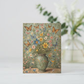 Blume Butterflies Vase Postkarte (Stehend Vorderseite)
