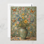 Blume Butterflies Vase Postkarte (Vorne/Hinten)