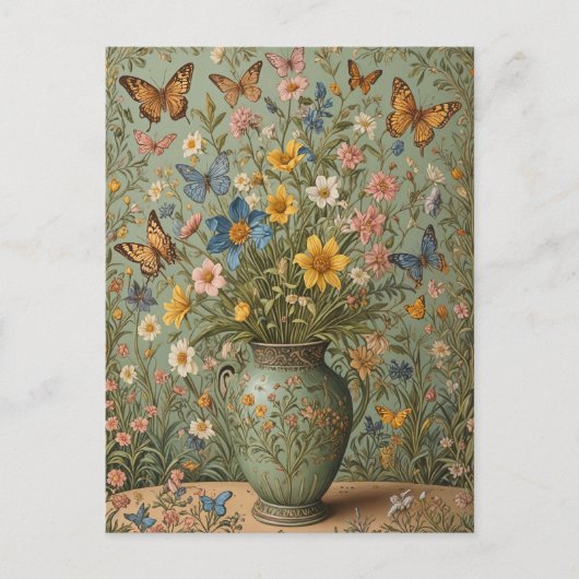 Blume Butterflies Vase Postkarte (Vorderseite)