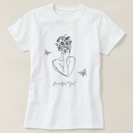 Blume Butterfly Face Portrait Beautiful T-Shirt