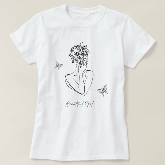 Blume Butterfly Face Portrait Beautiful T-Shirt (Design vorne)