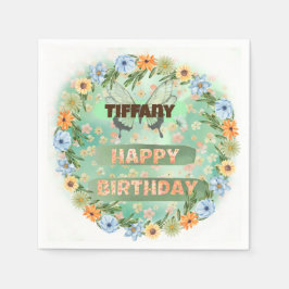 Blume & Butterfly Geburtstag Serviette