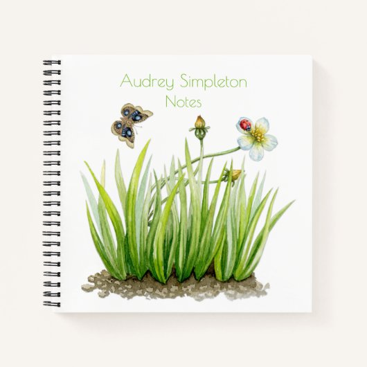 Blume Butterfly Grass Square | Notizbuch (Vorderseite)