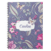 Blume & Butterfly Individuelle Name Geschenk Notizblock (Vorderseite)
