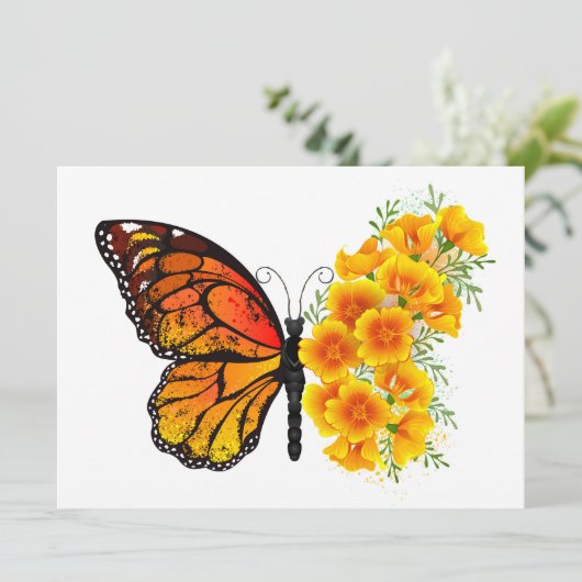 Blume Butterfly mit gelbem Kalifornien-Mohn Ankündigung (Stehend Vorderseite)